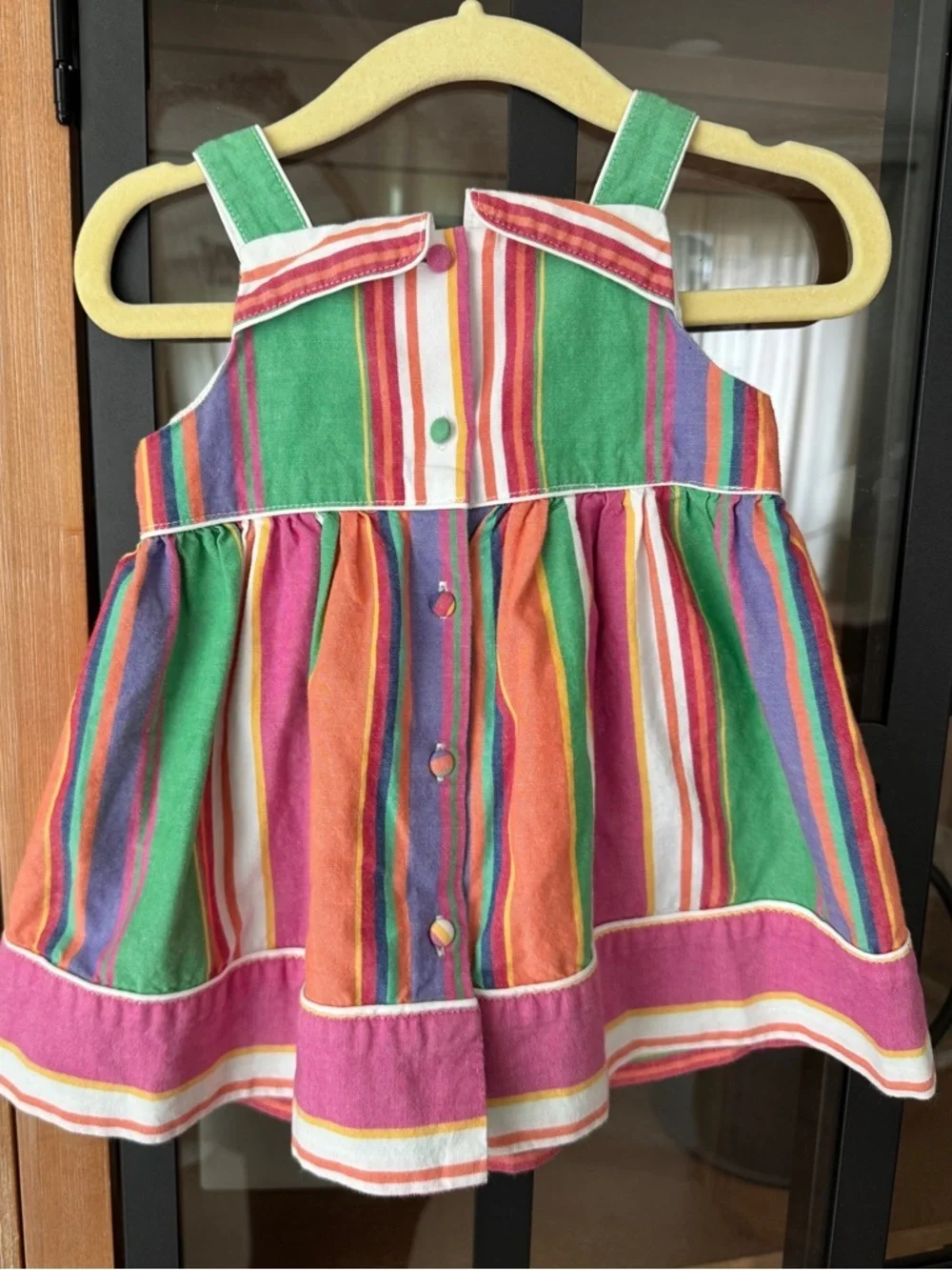 Ralph Lauren baby girl dress striped colorful cotton sleeveless embroidered logo